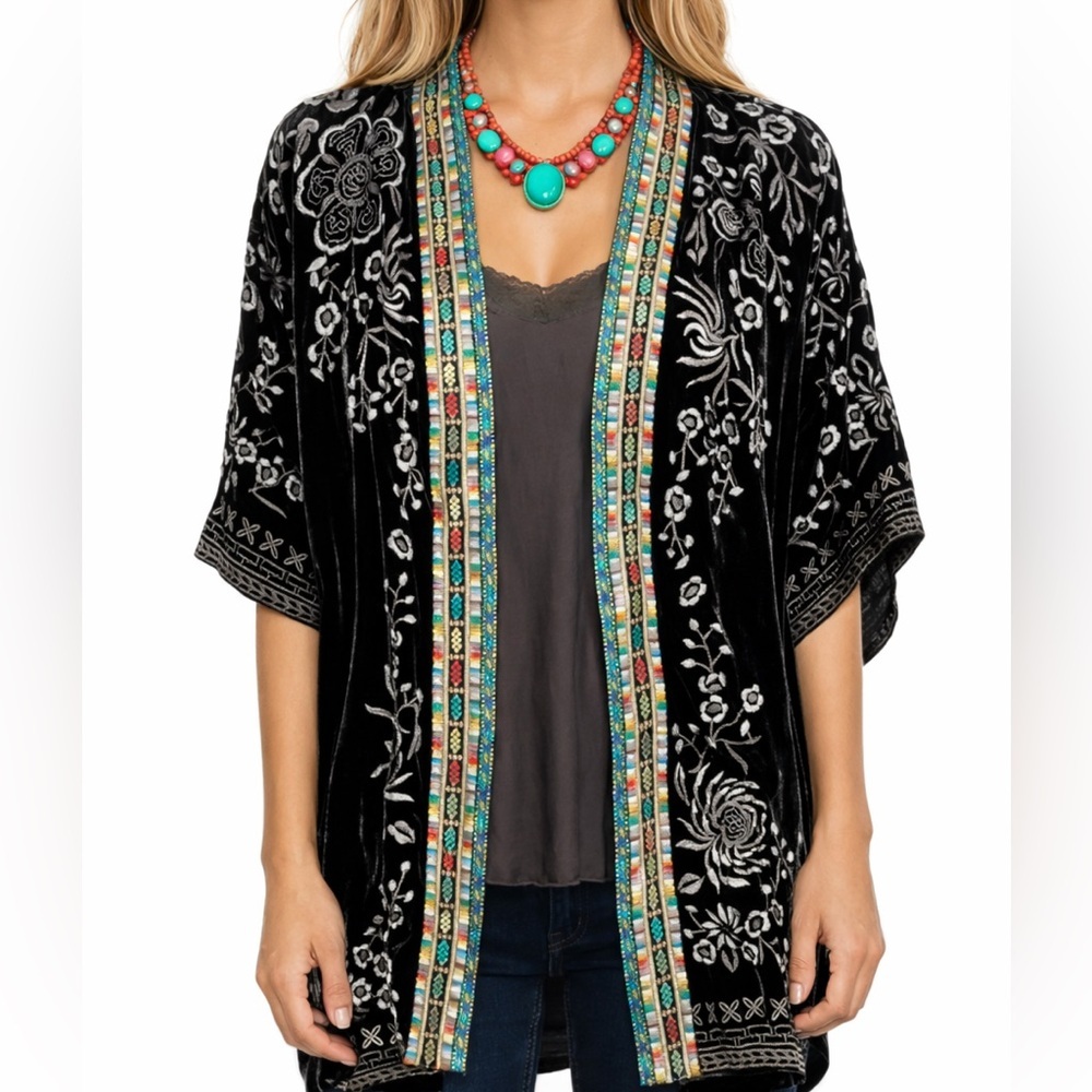Johnny Was Velvet embroidered Okinawa jacket/kimono NWT (extremely overs…